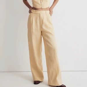The Harlow Wide Leg Pant in yellow Linen